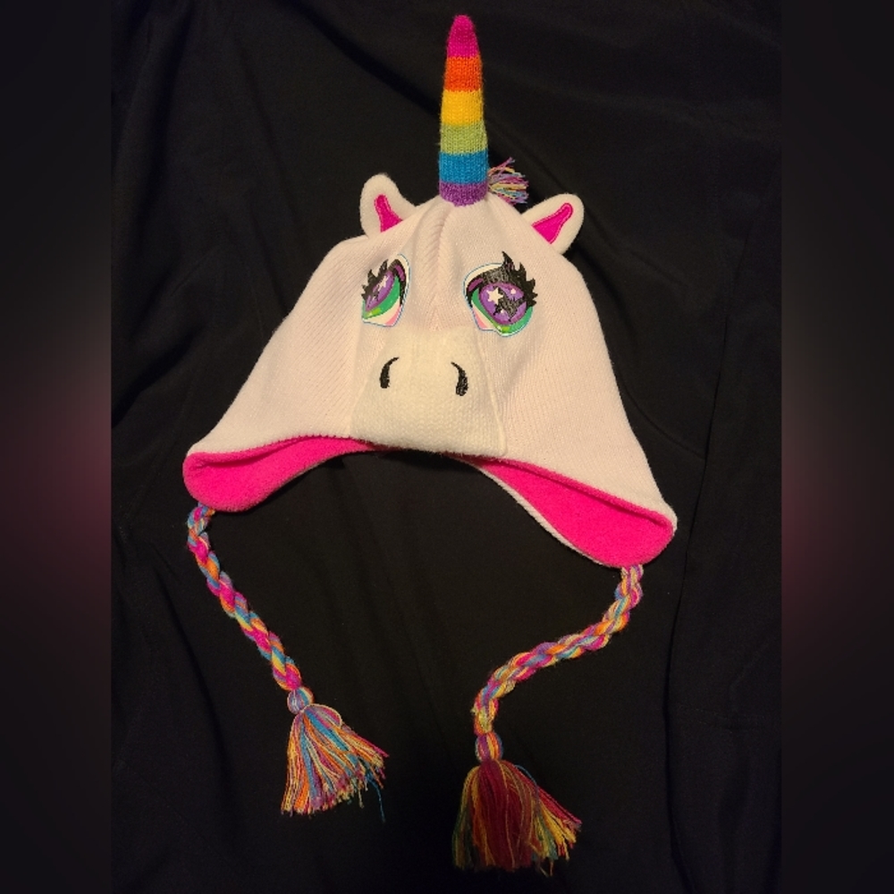 Lisa Frank rainbow unicorn beanie